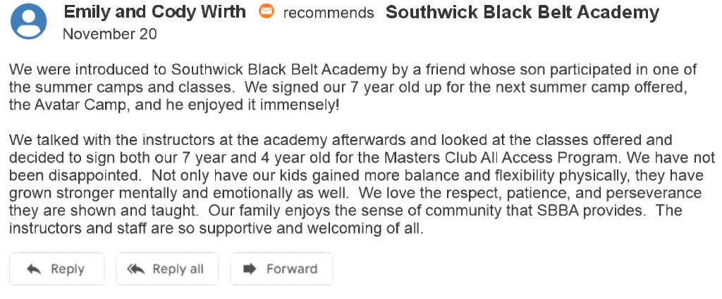 Martial Arts School | Southwick Black Belt Academy